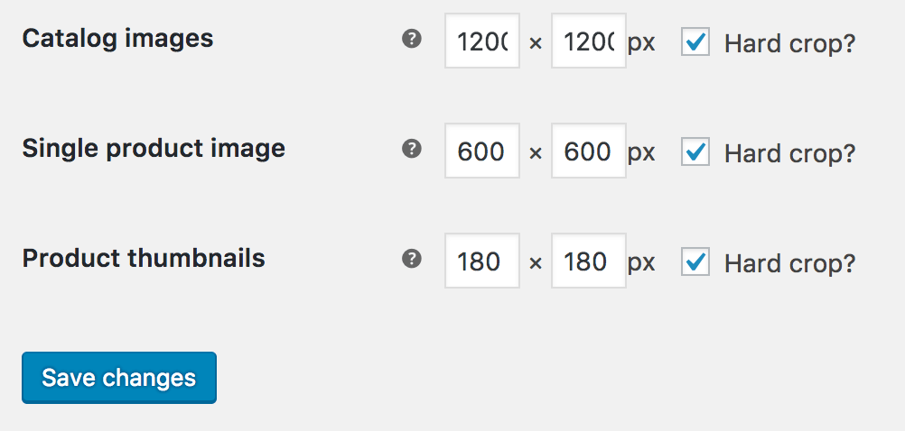 WooCommerce Image Sizes