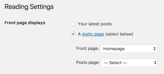 Front page settings