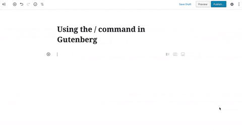 Finding gutenberg blocks by typing /